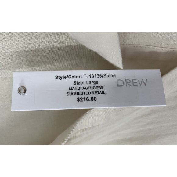 DREW Kylie Top Stone Drawstring Button Front Balloon Sleeve NWT $216 Cotton - Picture 11 of 14